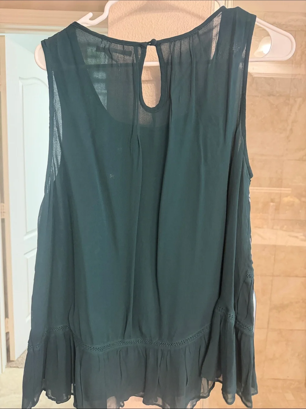 Anthropologie Embroidered Dark Teal Sleeveless Women’s Top Size M